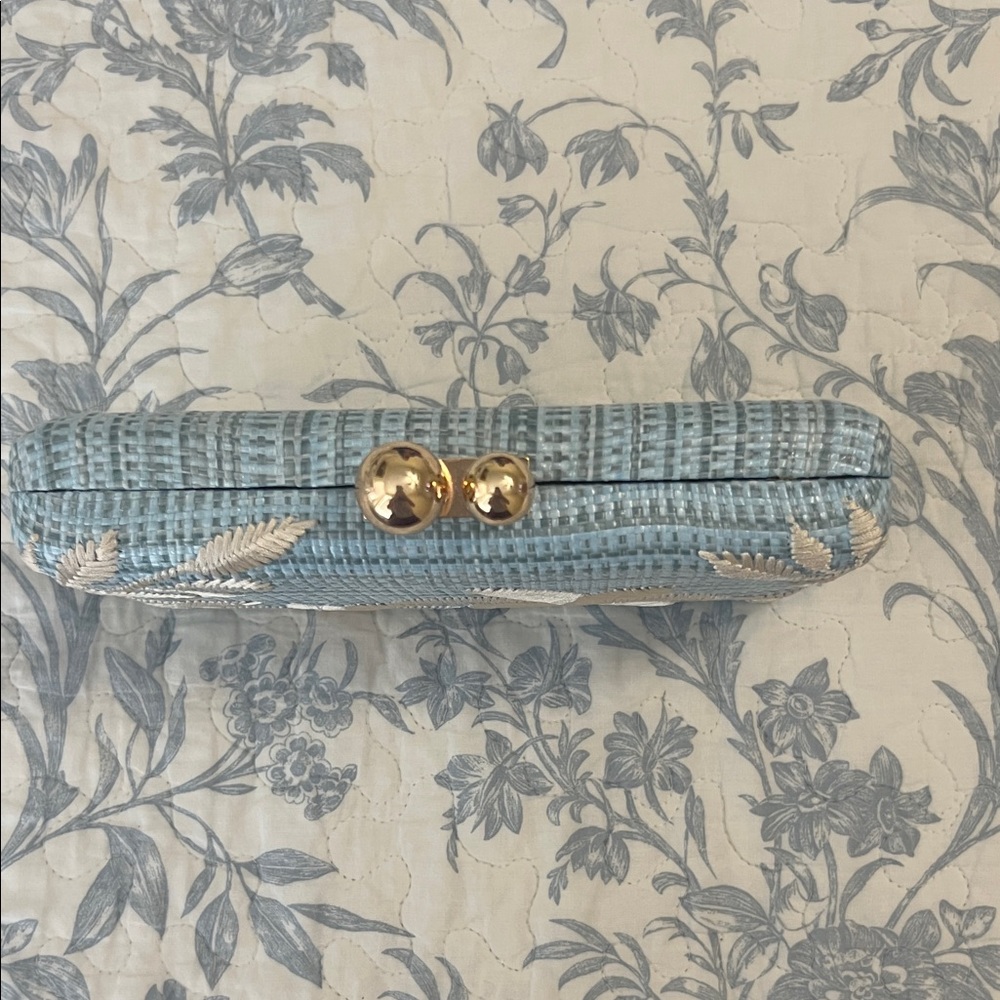 Tommy Bahama Chic Blue Floral Clutch with Gold Accents - Picture 2 of 6
